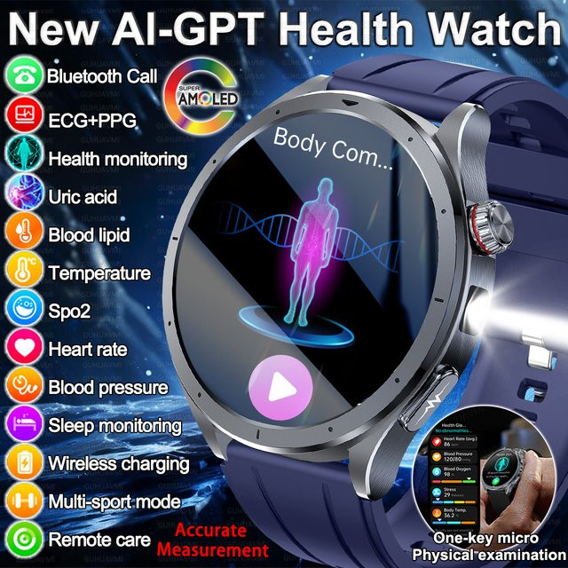 GUHUAVMI Smartwatch, Blau, Silikon, Unisex - Bild 1
