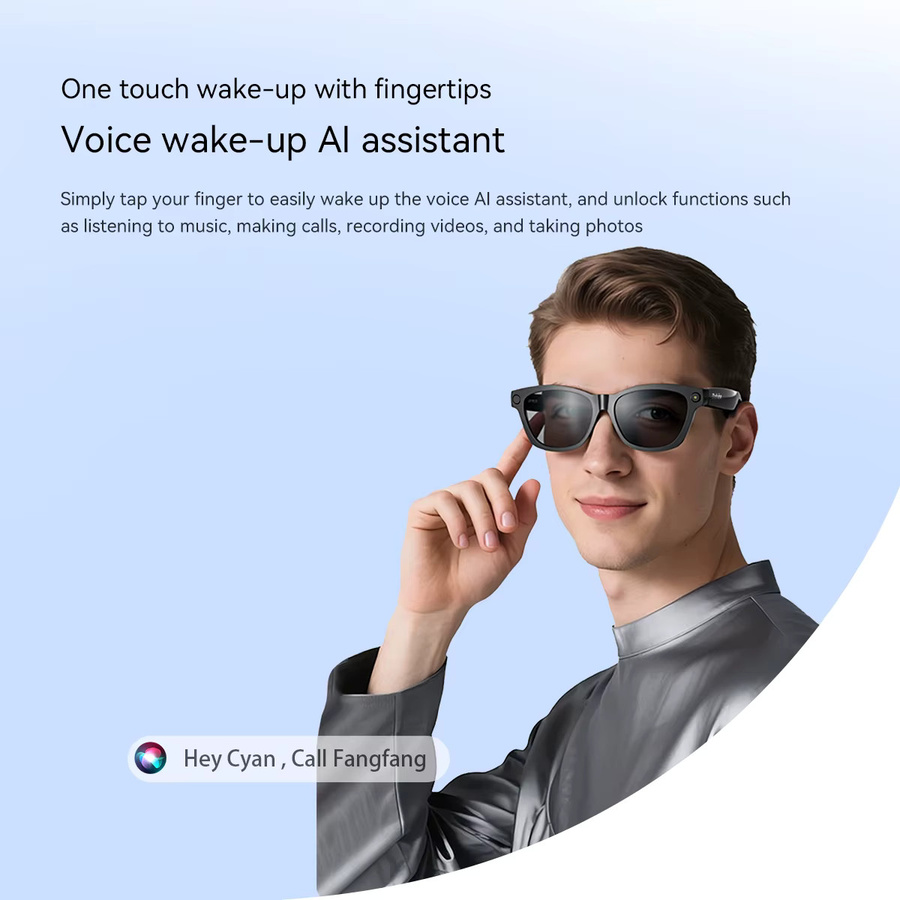 Blackview BV100 Smart-Brille in Schwarz mit HD-Kamera, Bluetooth 5.4, Stereo-Basslautsprechern und geräuschunterdrückendem Mikrofon - Bild 3