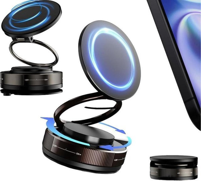 XMSJ Magnetische Vakuum-Handyhalterung für das Auto mit MagSafe-Unterstützung und 360 Grad Drehbarkeit, Schwarz - Bild 1