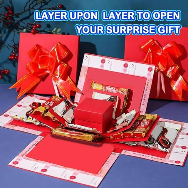 DIY Schmetterling Explosion Box in Rot als Geschenk für Valentinstag oder Geburtstag mit Fotoalbum-Funktion - Bild 1
