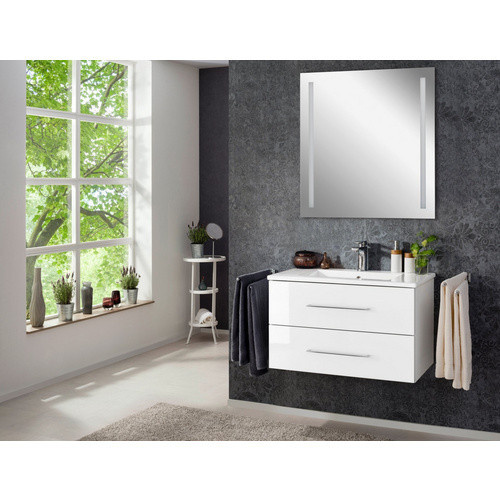 Fackelmann Waschplatz-Set B.PERFEKT in Weiß, modern und wandmontiert mit LED-Beleuchtung und Soft-Close-Türen, B/T/H: 82 x 48 x 51 cm - Bild 2