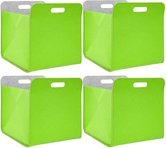 DuneDesign Filz Aufbewahrungsbox für Kallax Regal, 4er Set, Grün, B/T/H: 33 x 33 x 38 cm - Bild 1