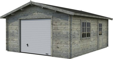 Palmako Holzgarage Roger aus Fichte mit Sektionaltor in Grau, B: 450 cm, T: 550 cm - Bild 3