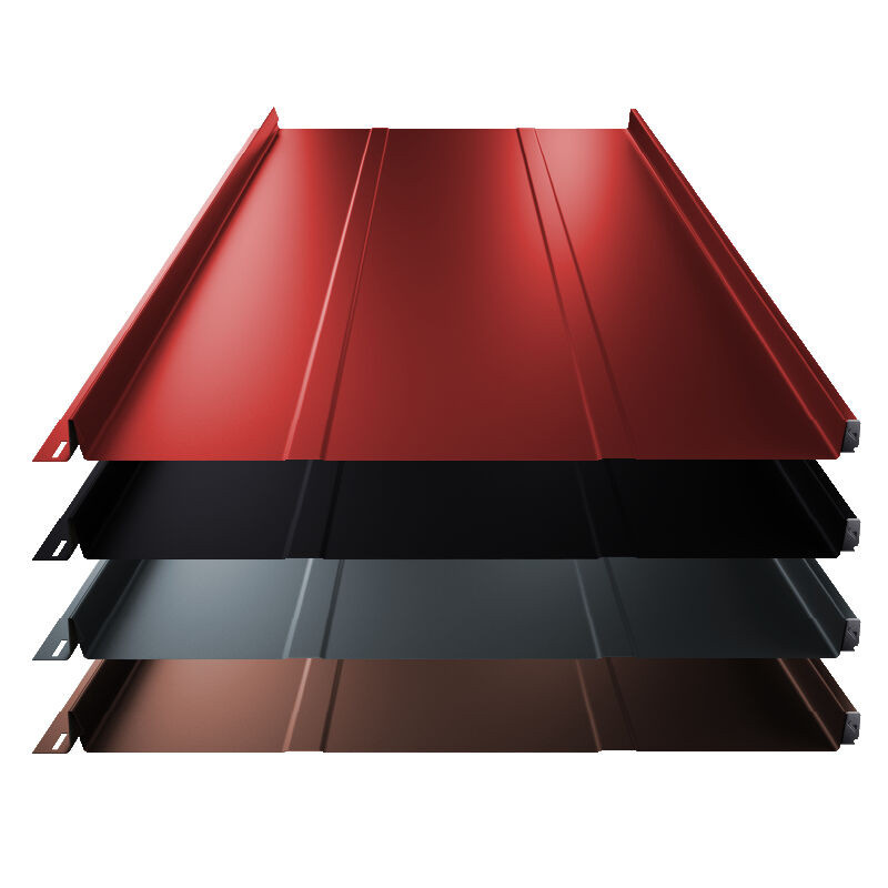Stehfalz Terrano Aluminium Dach und Wand mit Prägung und Schutzfolie Rot, Breite: 52,5 cm - Bild 1