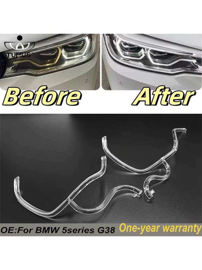 TUPUSI LED DRL Tagfahrlichtleiter Ersatzscheinwerfer Angel Eyes für BMW 5er G30 G38 LCI 2018–2020, 2 Stück, transparent - Bild 4