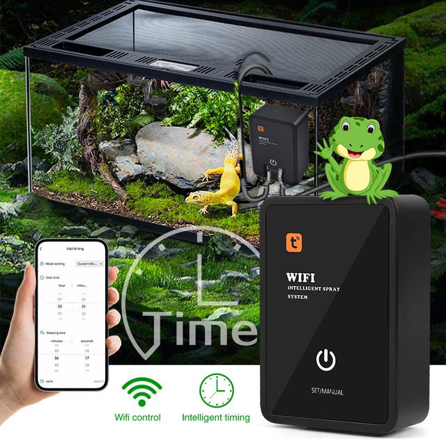 Intelligentes Reptilien-Sprühsystem mit WiFi App-Steuerung und Timer in Schwarz - Bild 1