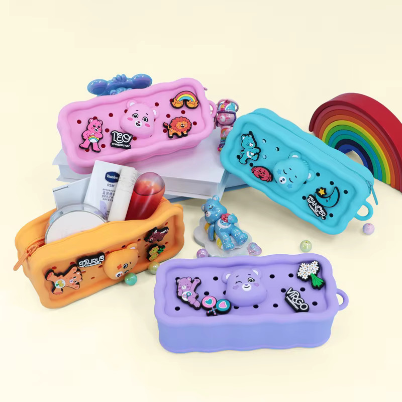 Care Bears 12 Sternzeichen Silikon-Federmäppchen Multifunktionale DIY-Aufbewahrungstasche als Tragbarer Kosmetik-Organizer für Schüler - Bild 2