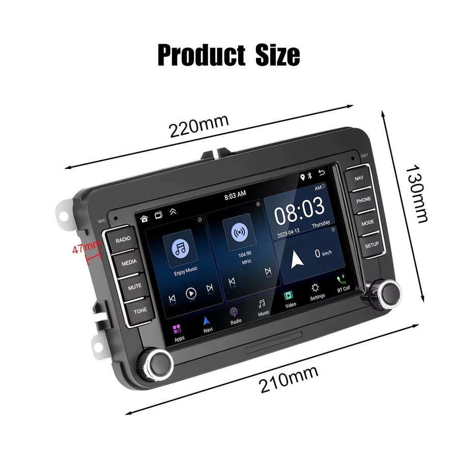 Gearelec 2 DIN Android Autoradio Multimedia-Player mit GPS und WLAN für VW Volkswagen Skoda Octavia Golf 5 6 Touran Passat B6 Polo Jetta in Schwarz - Bild 6