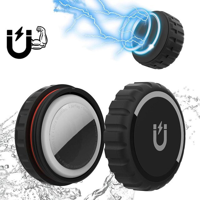 Wasserdichte magnetische Schutzhülle für Apple AirTag GPS Tracker in Schwarz - Bild 1
