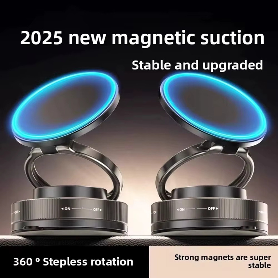 Universeller magnetischer Handyhalter mit 360-Grad-Drehung und Vakuum-Saugnapf in Schwarz - Bild 3