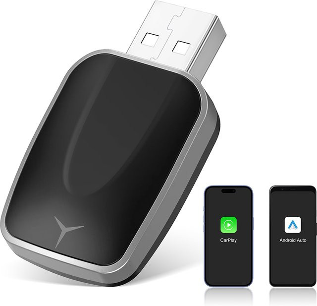 EzoneTronics Mini 2-in-1 Wireless CarPlay Dongle und Android Auto Adapter AI Smart Box in Schwarz - Bild 1