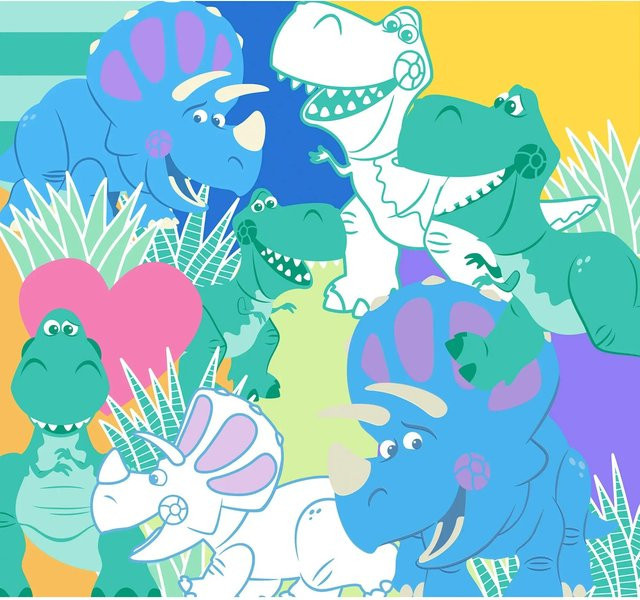 Komar Vliesfototapete Toy Story Rex und Trixie, Mehrfarbig, B: 300 cm x H: 280 cm - Bild 1