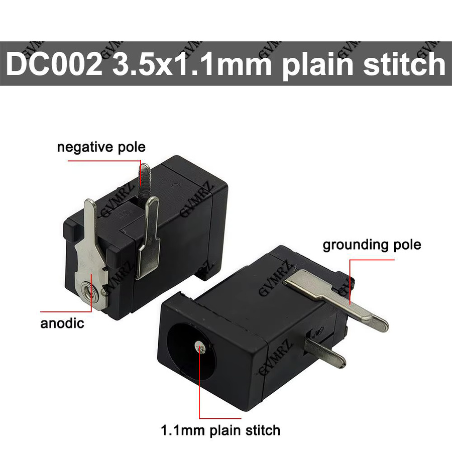 10 Stück DC-002 DC-Strombuchsen und DC-Stecker Set, schwarz, 3,5 x 1,3 mm Anschluss - Bild 2