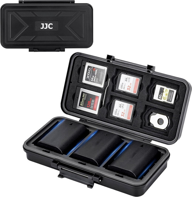 JJC Aufbewahrungskoffer in Schwarz für 6 SD-Karten, 6 CFexpress Typ B/XQD, 5 CFexpress Typ A-Karten und 3 Kamera-Akkus - Bild 1