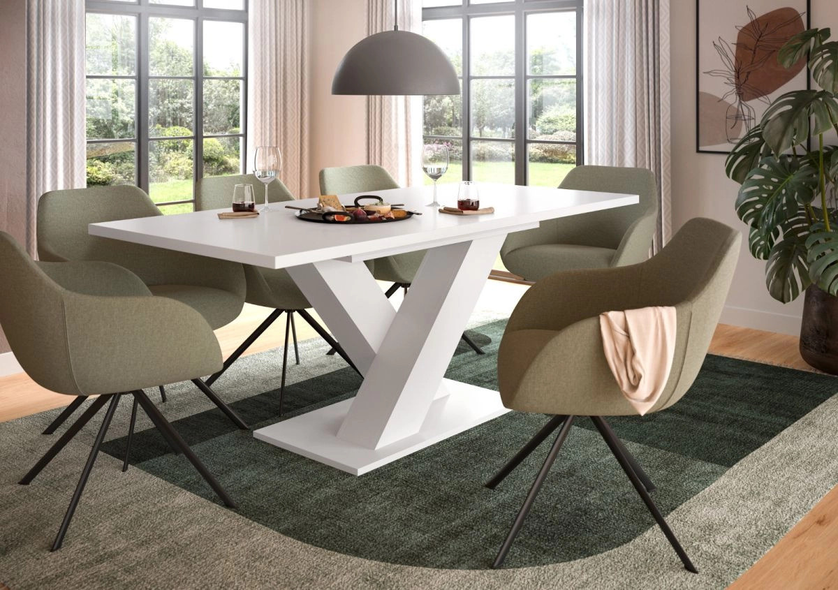 Ausziehbarer Esstisch Inn.Furn in Weiß, modern und rechteckig, B/T/H: 150 x 90 x 76 cm bis 190 x 90 x 76 cm - Bild 3
