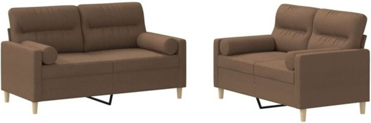 2-teilige moderne Sofagarnitur von vidaxl in Braun aus Stoff und Polyester mit Metallgestell - Bild 1