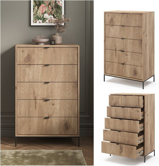Vicco Kommode Eliza in Viking Oak mit 5 Schubladen, Höhe: 76 cm, Breite: 120 cm - Bild 1
