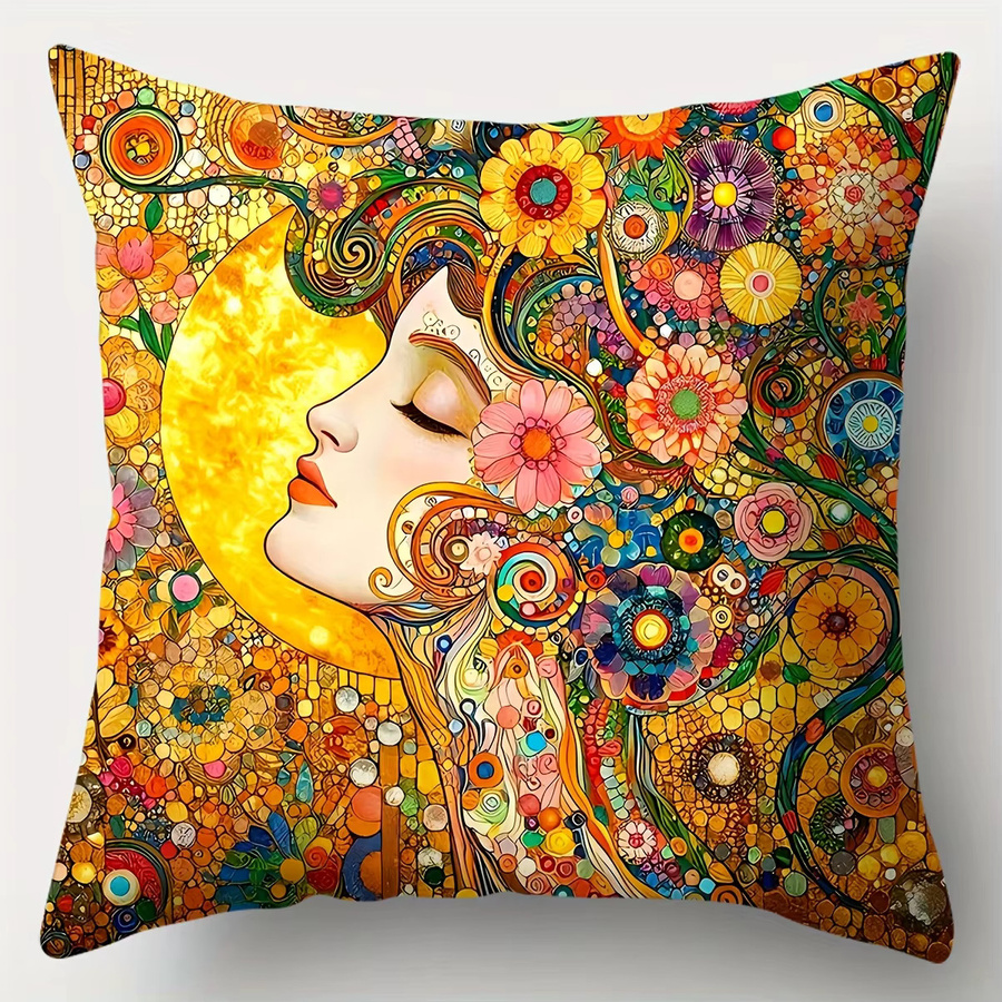 VIKAMA Klimt Kissen-Set im Art Nouveau Stil, mehrfarbig, quadratisch, B/T/H: 40 x 40 x 4 cm - Bild 2