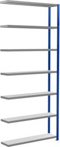 Schulte Anbauregal Steckregal MULTIplus250 mit 7 Fachböden und Kreuzstrebe, Farbe: Enzianblau/Verzinkt, B/T/H: 300 x 130 x 30 cm - Bild 1