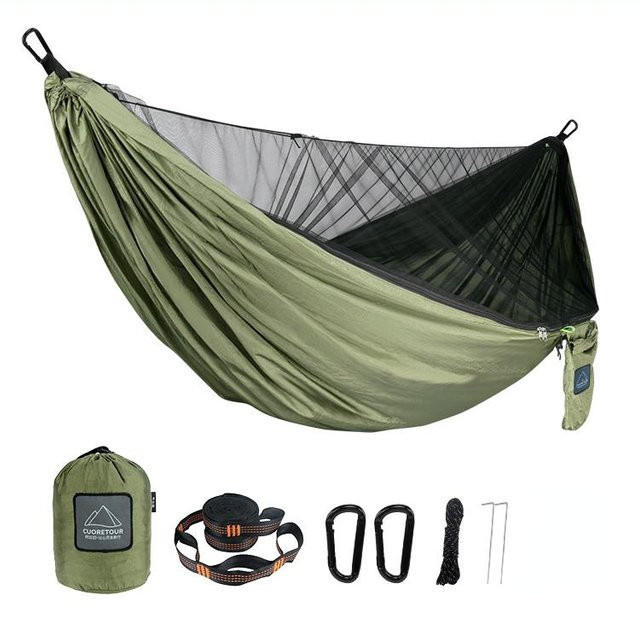 Binchi Outdoor Product Camping Hängematte mit Moskitonetz in Grün, B/T/H: 290 x 140 cm - Bild 1