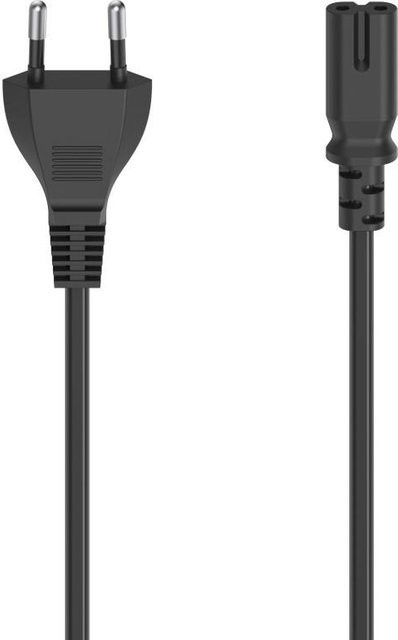 Hama Netzkabel mit Euro-Stecker und 2-poliger Doppelnut Kupplung in Schwarz, 2,5 m - Bild 1