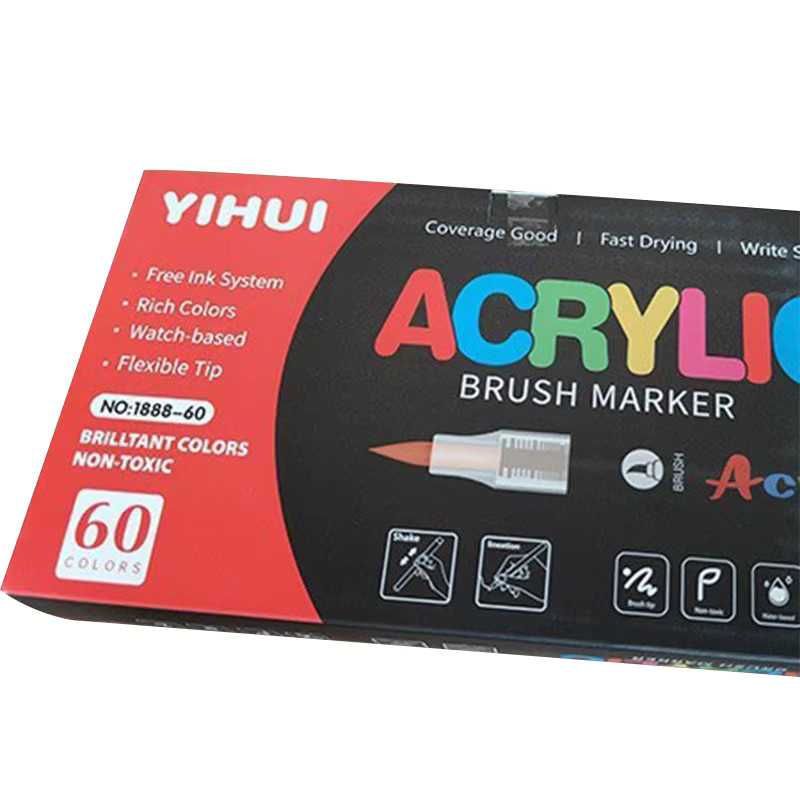 Acrylmarker mit weicher Pinselspitze im Set mit 60 Farben, wasserfeste Aquarell-Malstifte für DIY-Projekte auf Stein und Holz, Multicolour - Bild 6