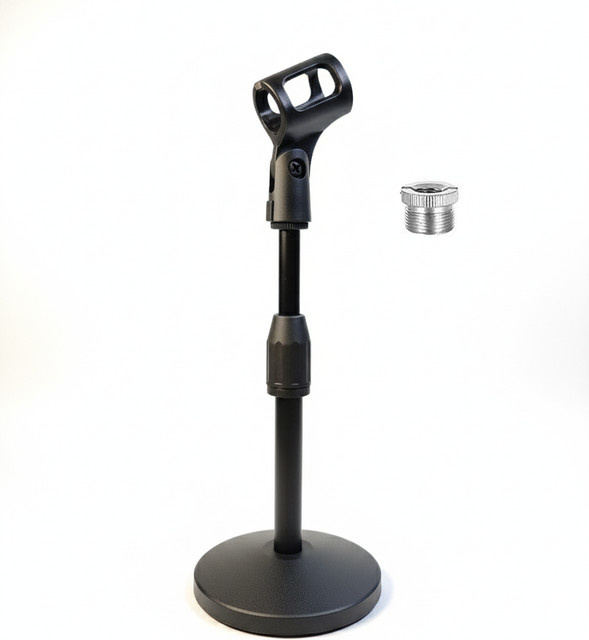 ERIKOLE Desktop-Mikrofonständer aus Metall in Schwarz, verstellbarer Tisch-Mikrofonhalter mit 5/8 bis 3/8 Zoll Schraube für Blue Yeti und Snowball Spark - Bild 1
