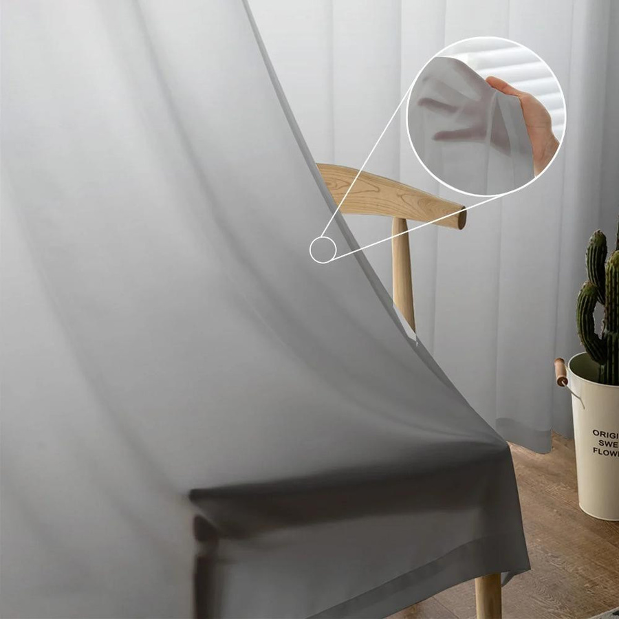 Yiran Furniture Transparente Tüll Vorhänge aus Organza in Rosa Grau Gradienten, Breite: 135 cm, Höhe: 115 cm - Bild 2