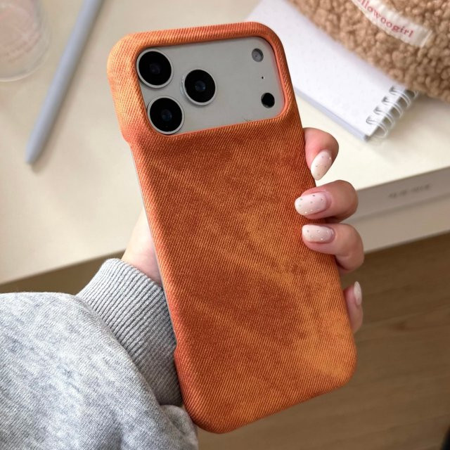 Retro-Vintage-Cowboy Handyhülle aus Jeans-Stoff für iPhone 17 16 15 14 13 12 Pro Max Plus mit Stoßstangenpanzerung in Blau, Grau und Orange - Bild 1