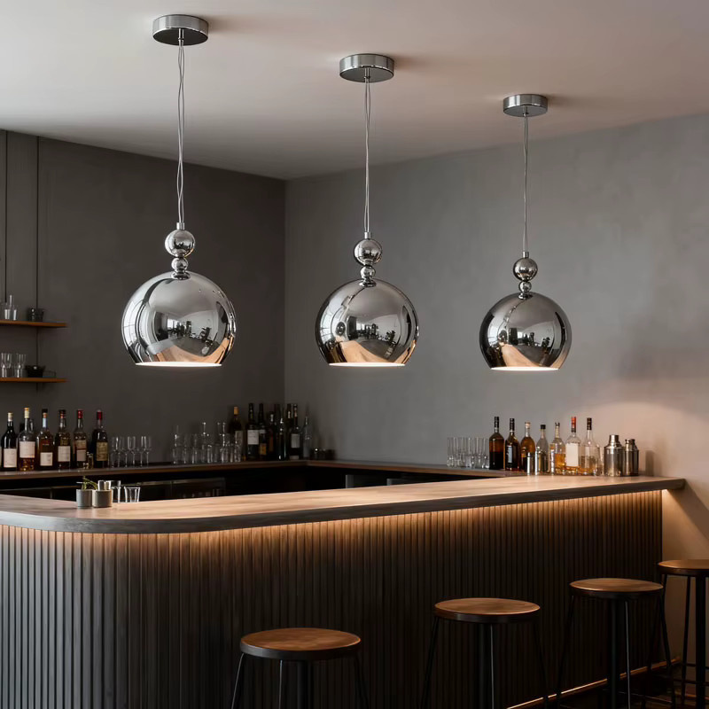 Ynhaw Pendelleuchte im Bauhaus-Stil, minimalistische Designer-Hängeleuchte in Chrom für Wohnzimmer und Esszimmer - Bild 3