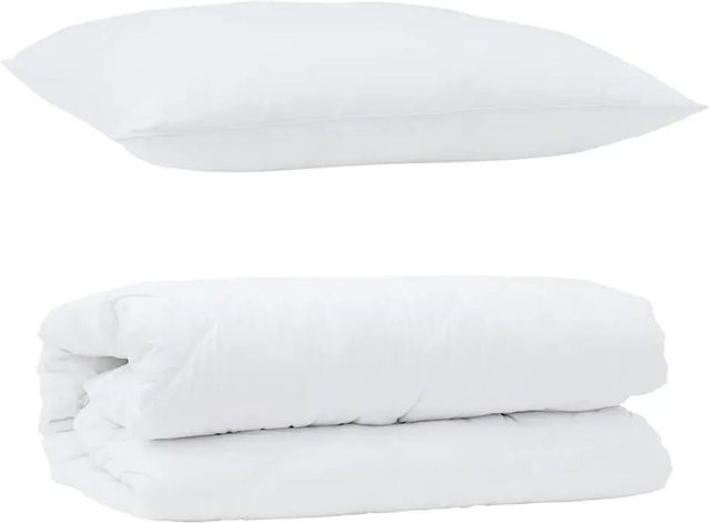 vidaXL Bettdecken-Set aus Mikrofaser mit Kissen, 2-teilig, Weiß, B/H: 135 x 200 cm - Bild 1