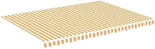 DELUKE Markisenbespannung aus Polyester mit Volant, Wasserabweisend und Reißfest, Gelb-Weiß, B: 500 cm, T: 350 cm - Bild 1