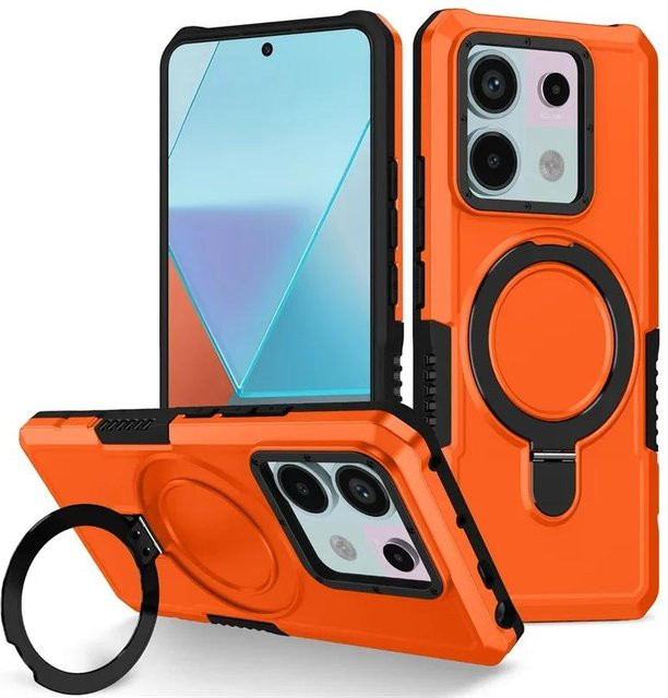 YULIN Militärgrad Schutzhülle mit Ständer für Redmi Note 13 Pro 12S 11 10 Pro 5G 4G in Transparent Orange - Bild 1