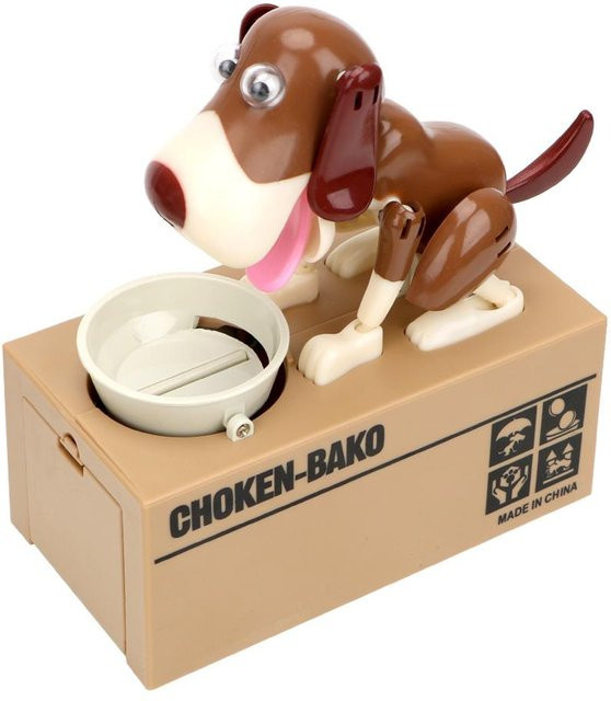 Elektronische Sparschwein Spardose in Roboterhund-Optik von HOME LOVER, braun/weiß - Bild 1