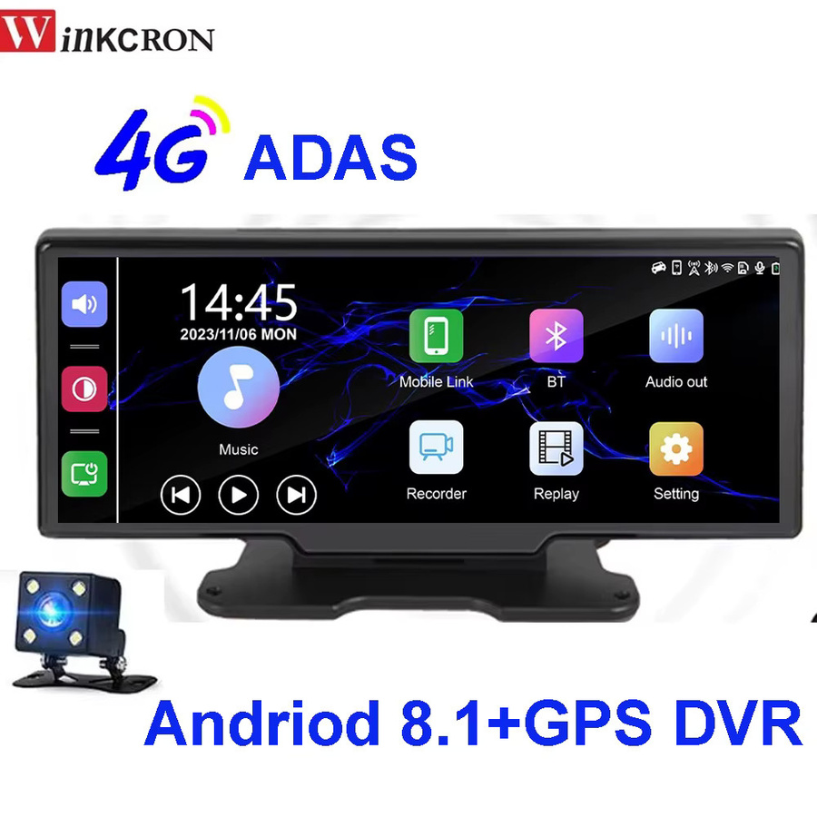 Winkcron 11 Zoll Android 8.1 Auto-Navigationssystem mit 4G, GPS, WiFi und 1080P Full HD Dashcam sowie ADAS in Schwarz - Bild 1