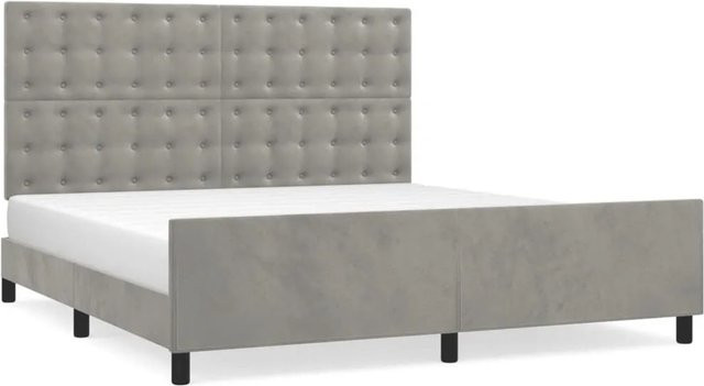 vidaXL Bettgestell mit Kopfteil in Hellgrau aus Samt und Holz, B/T/H: 180 x 200 x 128 cm - Bild 1