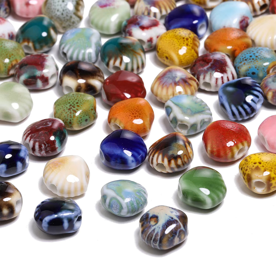 JILKOL Perlen Keramik, Jakobsmuschel, Bunt, 11,5x10mm, Unisex - Bild 4