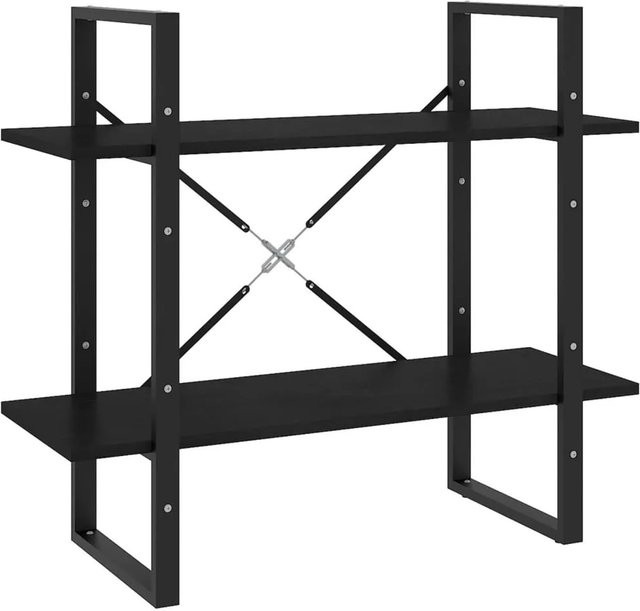 vidaXL Bücherregal aus Massivholz Kiefer und Metall in Schwarz im Industrial Design, B/T/H: 80 x 30 x 70 cm - Bild 1