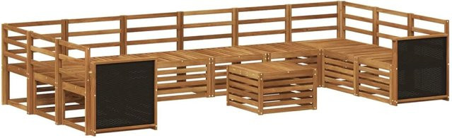 vidaXL Outdoor-Sofagarnitur aus Massivholz Akazie in Natur, 8-teiliges Set mit Tisch und Sesseln im modernen Latten-Design - Bild 1