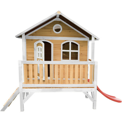 AXI Spielturm Stef aus Holz in Braun und Weiß mit roter Rutsche, B/H/T: 349 x 233 x 212 cm - Bild 2