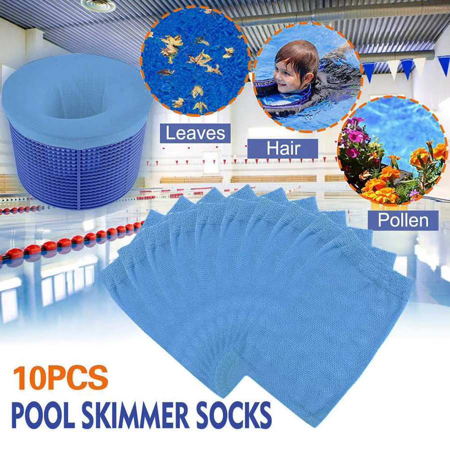 Pool Skimmer Socken aus elastischem Nylon-Mesh für Schwimmbad Filterkörbe in Weiß und Blau - Bild 1