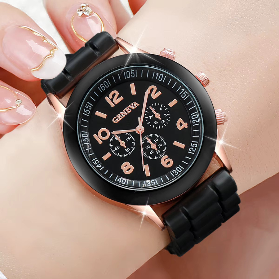 Armbanduhr Quarz, Silikon, Roségold, Damen, Arabisches Zifferblatt - Bild 2
