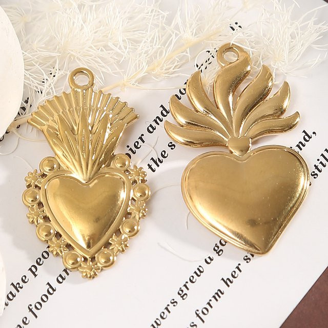 Anhänger und Ohrringe, 18K vergoldet, Edelstahl, Gold, Unisex - Bild 1