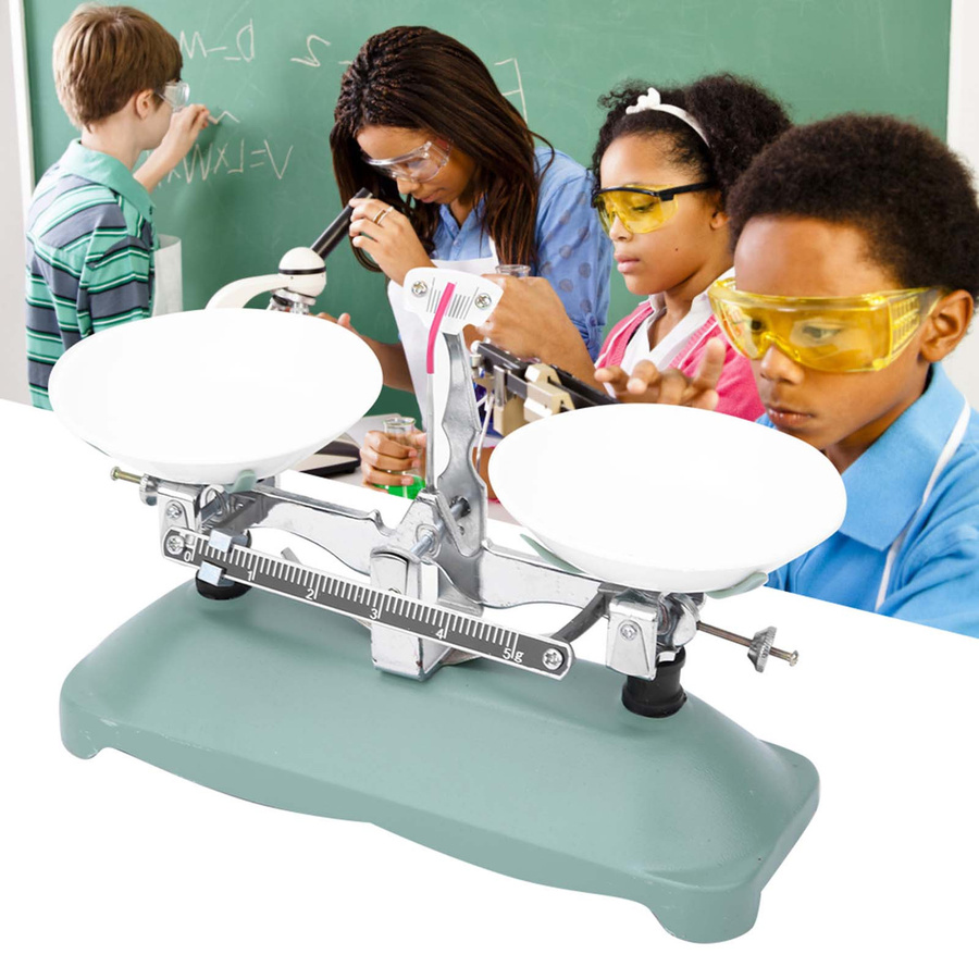 CosyHome Mechanische Balkenwaage Schale mit Gewichtssatz Chemie Physikalisches Experiment Zubehör - Bild 4