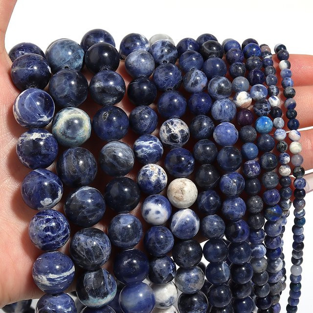 Sodalith Steinperlen, Blau, Rund, Unisex - Bild 1
