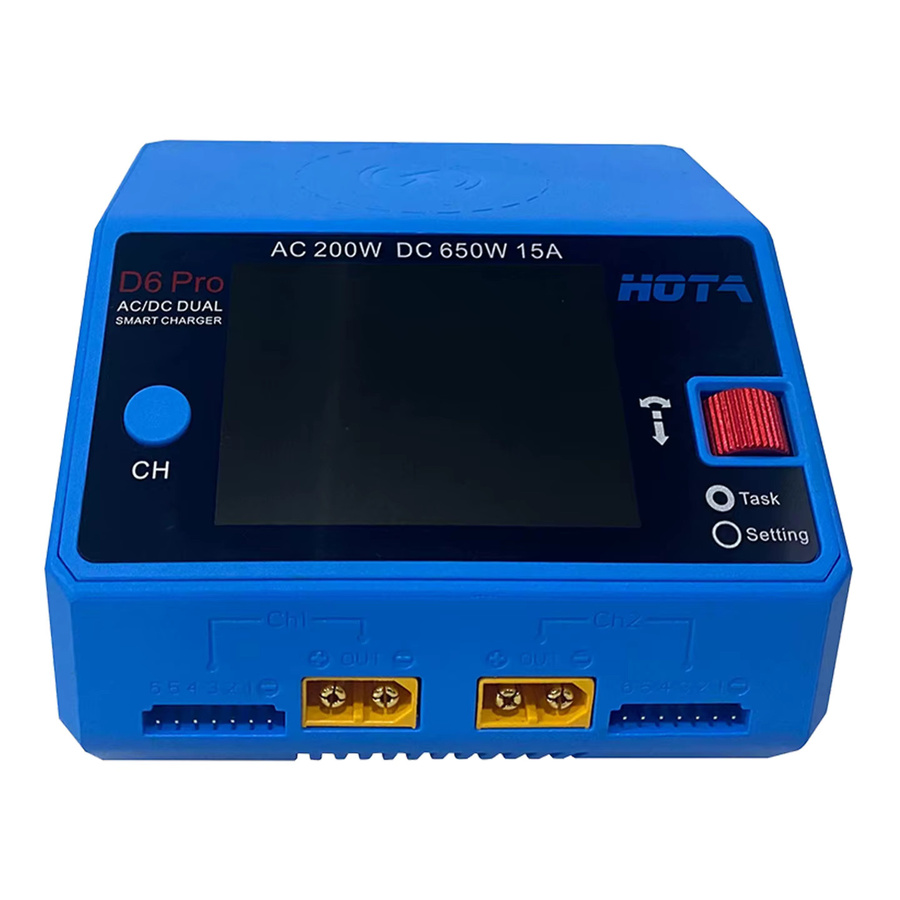 HOTA D6 Pro AC/DC Dual-Channel Smart Balance Ladegerät mit 200W AC und 650W DC für LiPo LiHV NiMH NiCd RC Drohnen in Transparent Blau - Bild 2