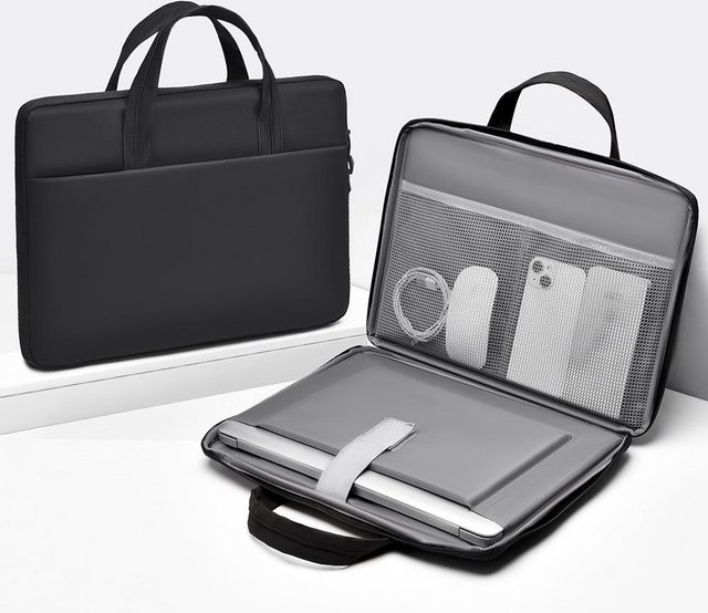 GlamCarry Bags Laptoptasche für 13,3 bis 15,6 Zoll mit Innentasche und 180-Grad-Öffnung, Schwarz - Bild 1