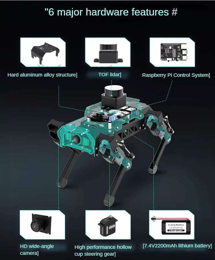 PuppyPi Metall-Roboterhund, bionischer 4-beiniger Hund, programmierbares Roboter-Kit - Bild 2