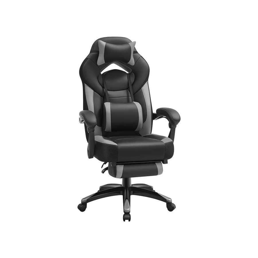 SONGMICS Gamingstuhl Ergonomisch in Grau-Schwarz mit Kopfstütze und Armlehnen - Bild 2