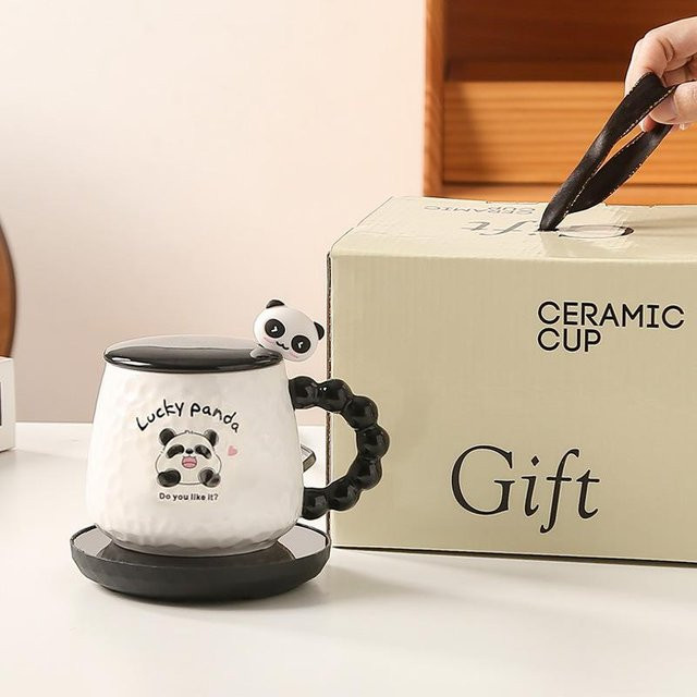 Keramiktasse Panda Design mit 55 Grad konstanter Temperatur, weiß, 430 ml - Bild 1